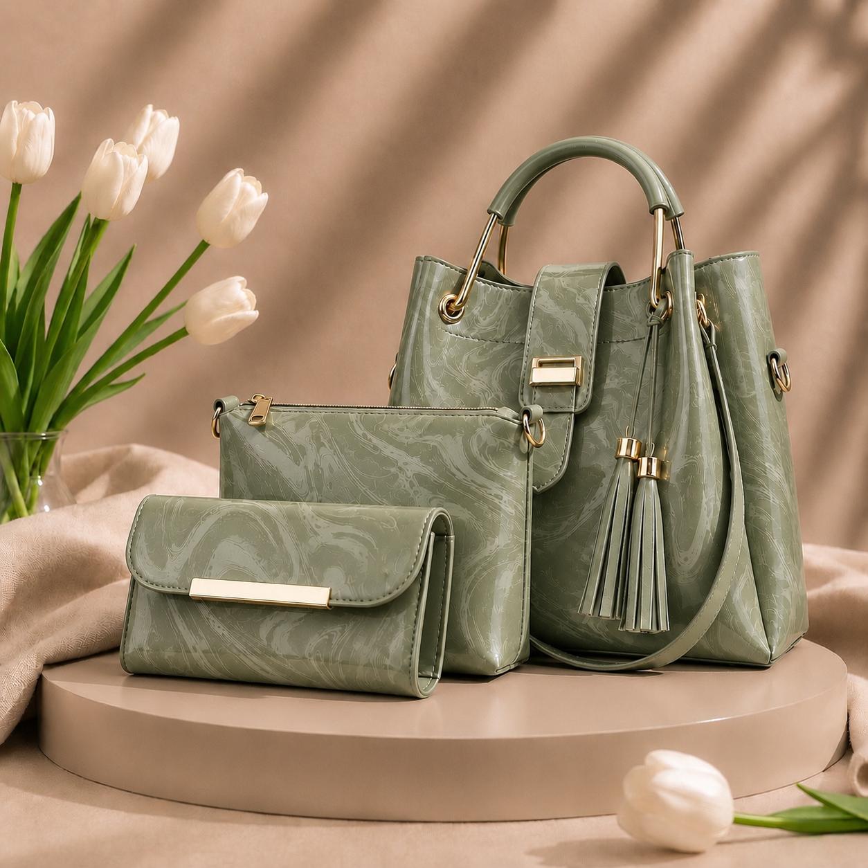 Premium 3 Pcs Women's Handbag Set
